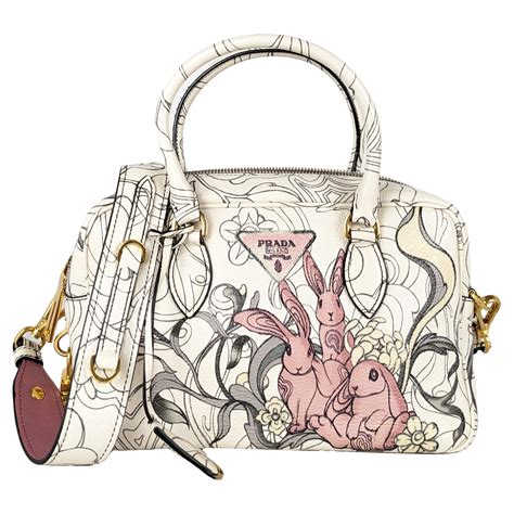 prada rabbit print|PRADA X JAMES JEAN Glace Calfskin Rabbit Print Bauletto .